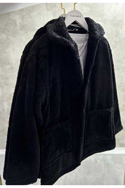 modabetce JACHETĂ DE PLUS PENTRU FEMEI OVERSIZE CU BUTONE CU BUZUUNAR DUBLE