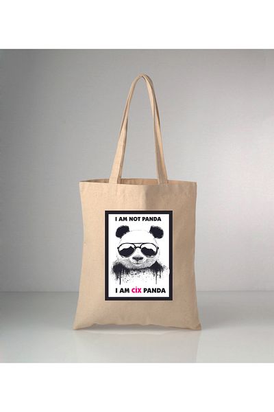 GİFTORA Our Animals Cix Panda Printed Raw Cloth Shoulder Bag 35X40 cm