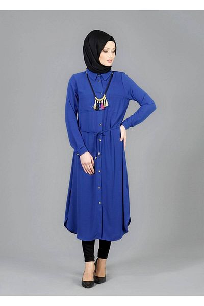TRENDTESETTÜR T 4507 Mataş Front Button Necklace Tunic