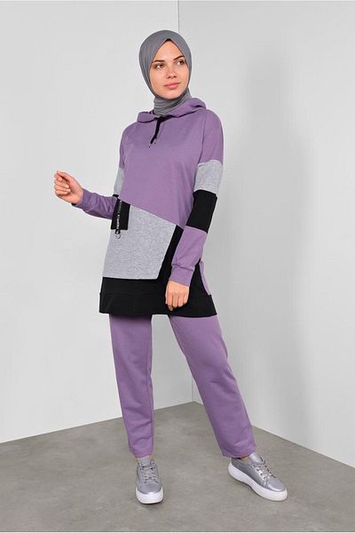 TRENDTESETTÜR Lila Purple Women's Tracksuit and 2-Piece Pants Set 5255