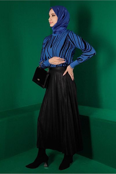 Alvina Pulover de tricotaj cu model cu gât roscat 43191