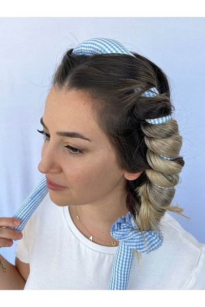 Woollyland Cârnați de păr pentru coafarea părului fără căldură, model Gingham Păr ondulat fără utilizarea căldurii