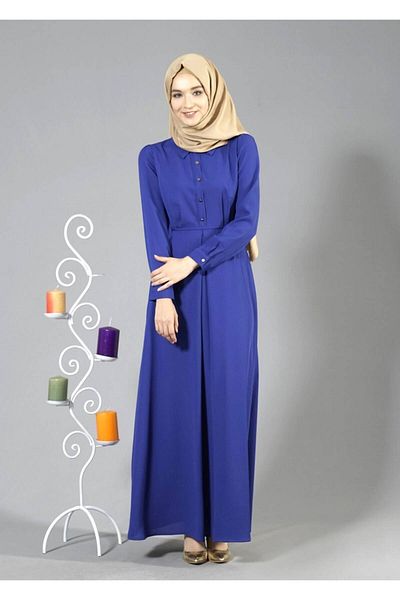 TRENDTESETTÜR Γυναικείο φόρεμα Navy Blue (SAKS) T 3666 Modabu με κουμπιά