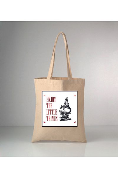 GİFTORA Raw Cloth Shoulder Bag with Science Print 35X40 cm