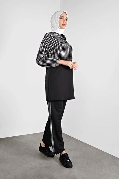 TRENDTESETTÜR 6346 Σετ αθλητική φόρμα με μοτίβο Houndstooth