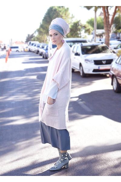 TRENDTESETTÜR Cardigan casual pentru femei cu mâneci liliac pudra 4407