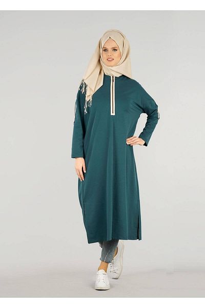 TRENDTESETTÜR Γυναικείο Πράσινο (NEFT GREEN) T 56015 Ολοήμερο χτενισμένο βαμβακερό χιτζάμπ
