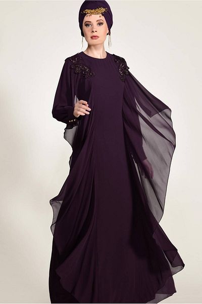 TRENDTESETTÜR Women's Purple (K.DAMSON) Chiffon Evening Dress 43625