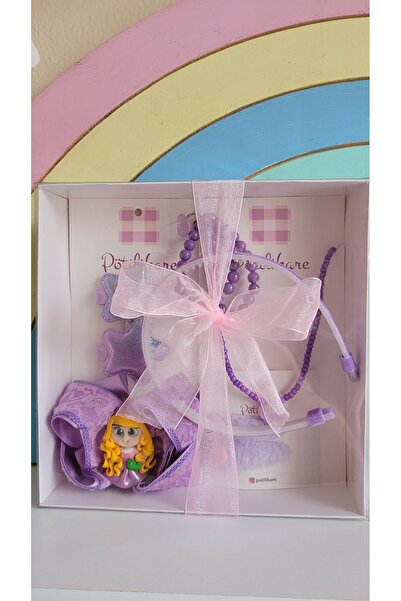 PÖTİLİKARE Rapunzel Figürlü Polimerkil Toka Takı Set ( Hediye Paketi )