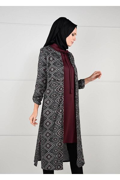 TRENDTESETTÜR Women's Gray Ethnic Patterned Tunic Set - Set of 2 1657