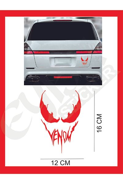 EYBA STİCKER Autocolant Venom 16x12 Cm - Mașină, Motocicletă, Cască, Laptop, Sticlă Scrisă