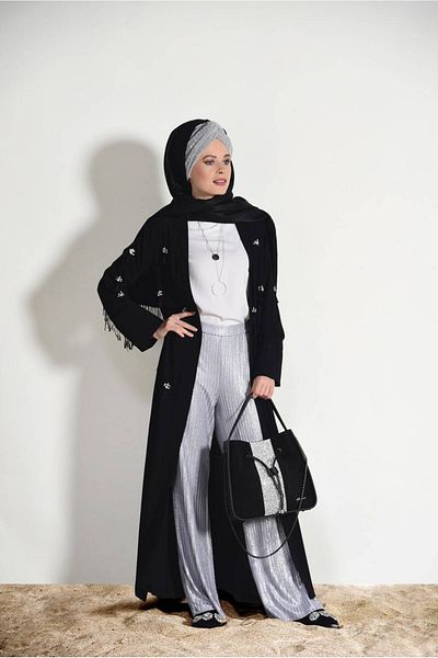TRENDTESETTÜR Γυναικείο μαύρο φούντα με λεπτομέρειες Casual Jacket 5096