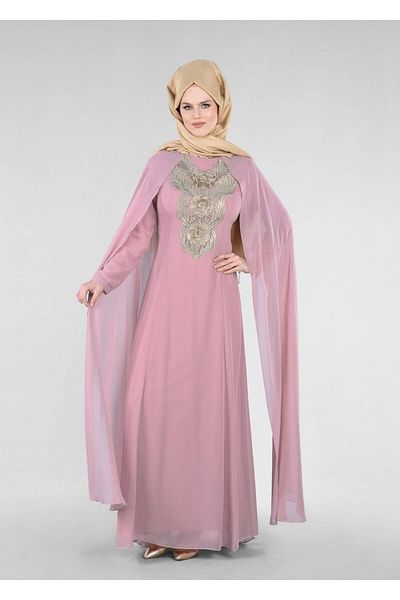 TRENDTESETTÜR Γυναικεία Πούδρα T 96525 Fy Collection-Βραδινό φόρεμα με μανδύα
