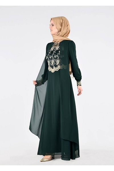 TRENDTESETTÜR T 16525 Fy Collection-Cape Detail Evening Dress
