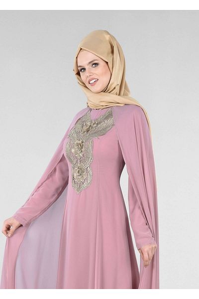 TRENDTESETTÜR Γυναικεία Πούδρα T 96525 Fy Collection-Βραδινό φόρεμα με μανδύα