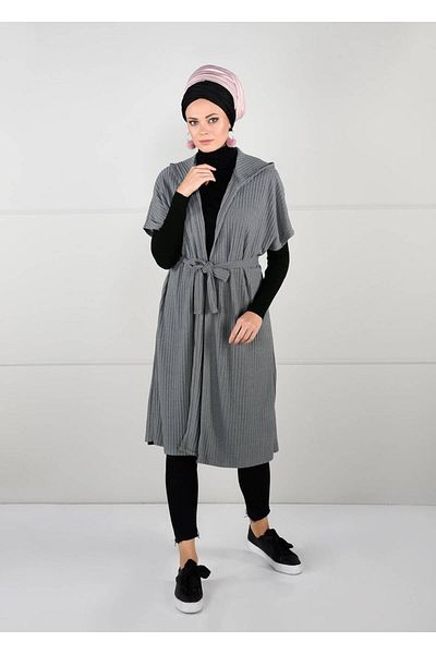 TRENDTESETTÜR Γυναικεία ζακέτα με μανίκια γκρι νυχτερίδα 71251