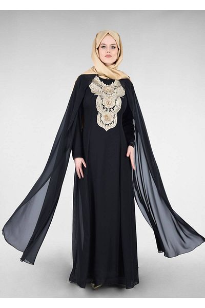 TRENDTESETTÜR Γυναικείο Μαύρο T 96525 Fy Collection-μανδύα βραδινό φόρεμα