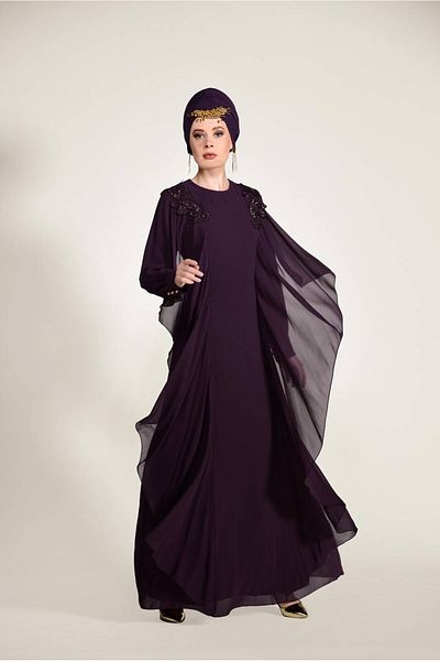 TRENDTESETTÜR Women's Purple (K.DAMSON) Chiffon Evening Dress 43625