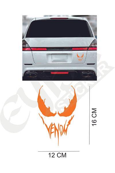 EYBA STİCKER Autocolant Venom 16x12 Cm - Mașină, Motocicletă, Cască, Laptop, Sticlă Scrisă