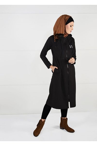 TRENDTESETTÜR Μαύρο γυναικείο αθλητικό μπουφάν - με φερμουάρ, μοντέλο T 0841
