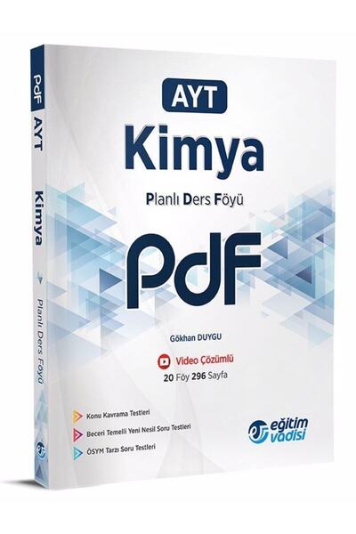 Eğitim Vadisi Yks Ayt Kimya Pdf Planlı Ders Föyü Video Çözümlü Yayınları