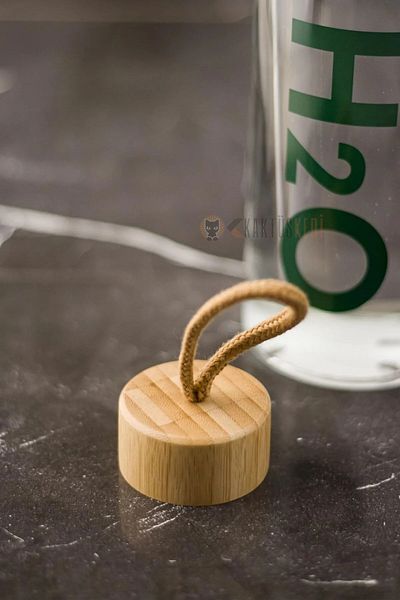 KaktüsKedi Borosilicate Glass Flask with Bamboo Lid 800 ml