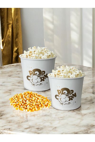 EVSTYLE Set of 2 Metal Popcorn Buckets