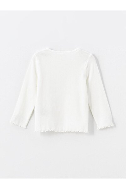 LC Waikiki Lcw Ecru Crew Neck Long Sleeve Printed Baby Girl T-Shirt (W4)