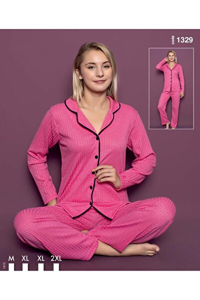 İTAN Kaşkorse uzun kol mevsimlik düğmeli pijama takımı