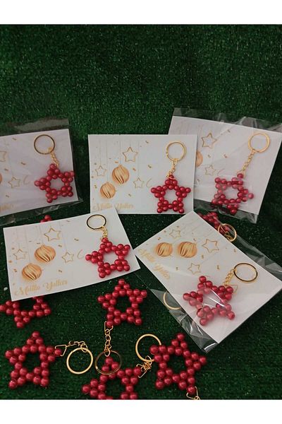 ZEKAAVM Christmas Gift 5 Pieces Pearl Star Keychain