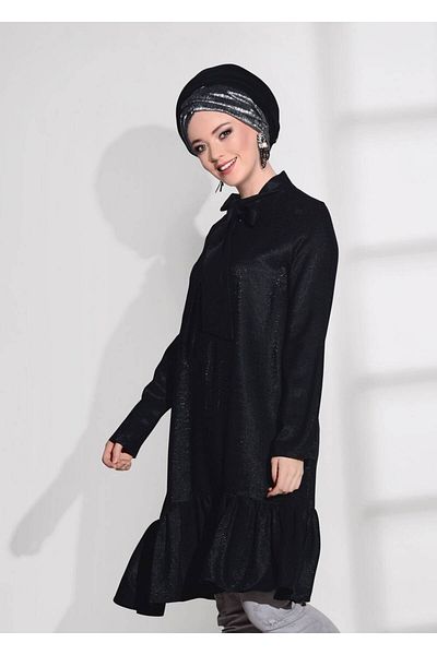 TRENDTESETTÜR Women's Black T 5065 Glitter Tunic