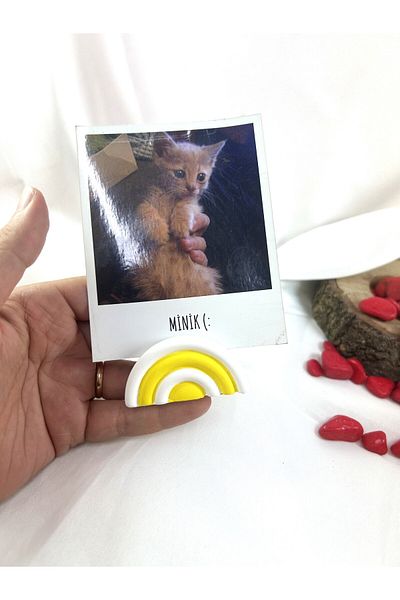 Melouro Yellow White Rainbow Note Holder, Photo and Card Holder, Note Holder Wedding Name Holder