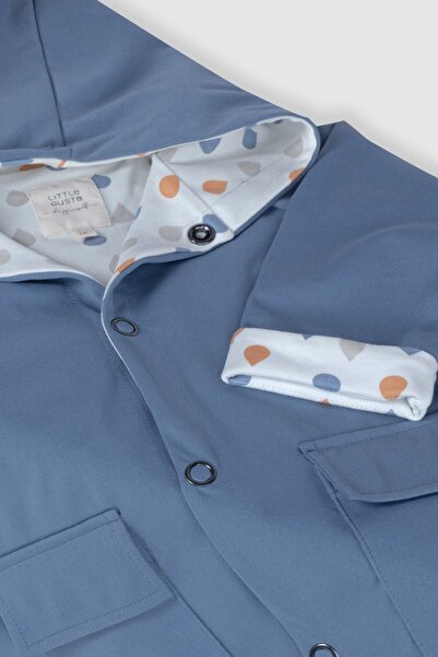 Little Gusto Organic Cotton Hooded Baby Raincoat - Faded