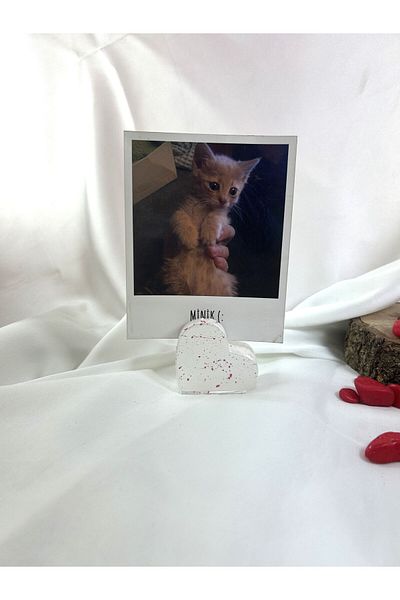 Melouro Pearl Pink Splatter Heart Note Holder, Photo and Card Holder, Note Holder Wedding Name Holder