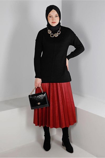 Alvina PLEATED FUNNY LEATHER SKIRT 60348