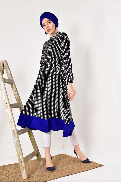 TRENDTESETTÜR Black Patterned Flounce Tunic - Women's t 42032