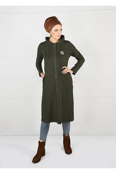 TRENDTESETTÜR Γυναικείο αθλητικό μπουφάν με φερμουάρ Khaki T 0841