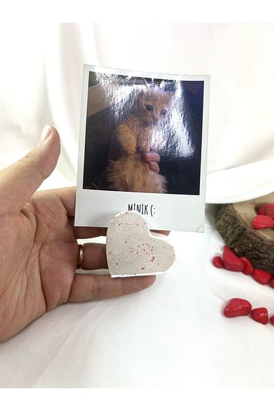 Melouro Pearl Pink Splatter Heart Note Holder, Photo and Card Holder, Note Holder Wedding Name Holder