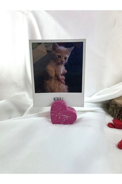 Melouro Fuchsia White Splatter Heart Note Holder, Photo and Card Holder, Note Holder Wedding Name Holder