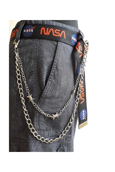 Metal Giyim Dikenli Tel Detaylı İkili Pantolon Zinciri