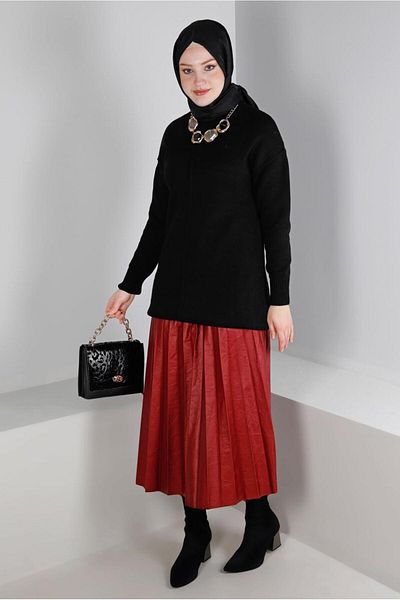 Alvina PLEATED FUNNY LEATHER SKIRT 60348