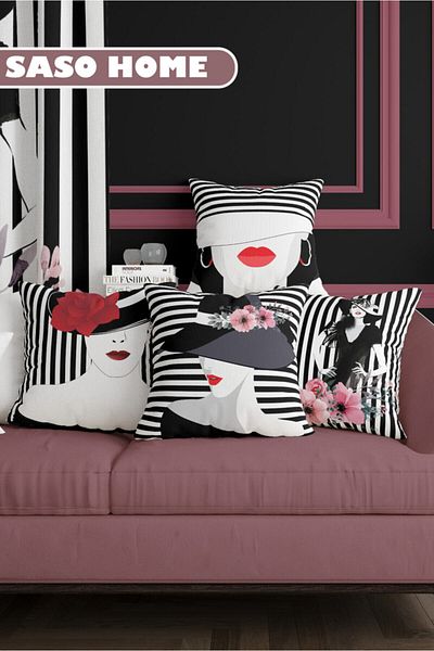 SasoHome Husa de perna decorativa cu model Paris Love Woman And Flowers