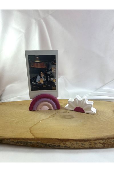 Melouro Pink Transitional Daisy and Rainbow Set of 2 Photo and Card Holder, Note Holder, Note Name Holder Set
