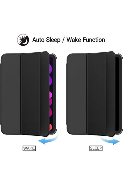 m.tk moveteck Apple Ipad Mini 7 Kılıf Akıllı Smart Uyku Modlu Standlı Şeffaf Smart Kapak A2993 A2995 A2996 A17pro