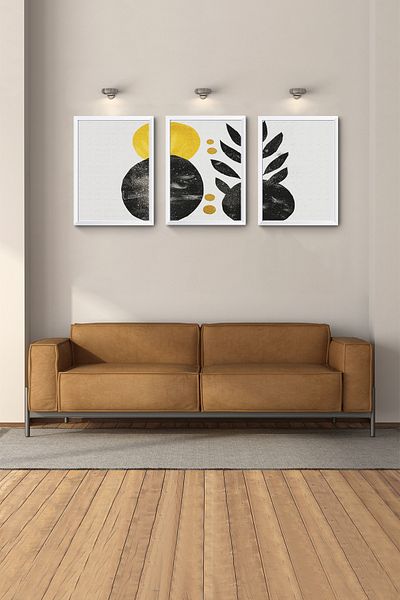 Hagen White Framed Painting Modern Painting Abstract Painting 3 Piece Painting Bedroom Wall Paintings Bohemian Painting