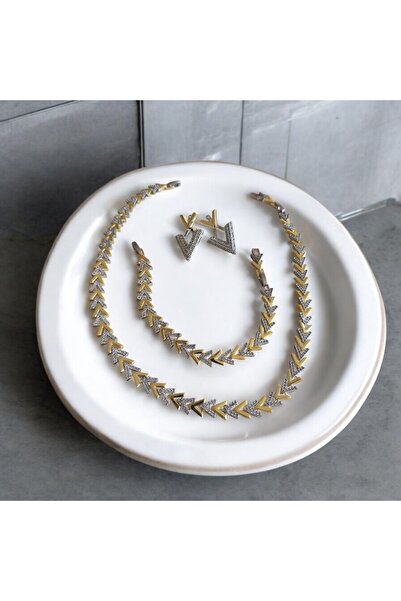 bellss accessory Vip Model Çelik Balık Sırtı Çavuş Model Kolye Bileklik Küpe Set