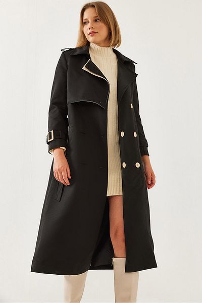 Bianco Lucci Women's Garni Windbreaker Detail Clamshell Trench Coat 2488 60261003