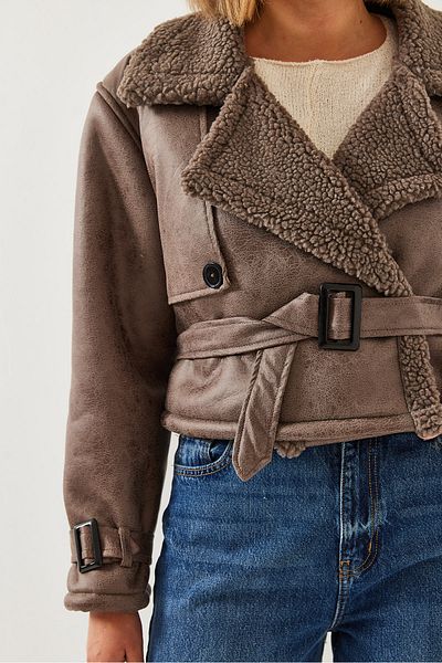 Bianco Lucci Γυναικείο παλτό Aller Detail Crop Laminated 2612 60351246