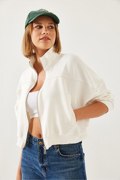 Bianco Lucci Women's Zippered Modal Fabric Cardigan 60351226