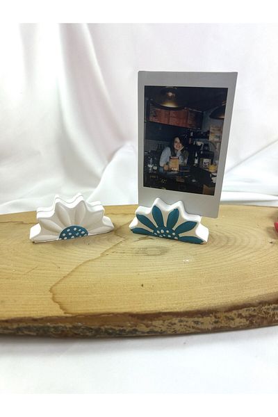Melouro Space Blue Design Daisy 2-Piece Photo and Card Holder Set, Note Holder, Note Name Holder Set
